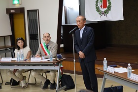 【第12次チェルタルド市青年使節団】歓迎式・森平町長挨拶