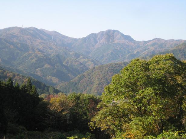 峠の中腹から稲含山を望む